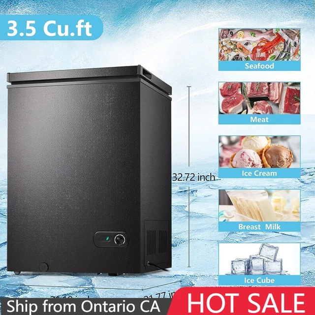 CHEST FREEZER 3.5 Cu.Ft, Upright Freezer, Adjustable Temperature, Black