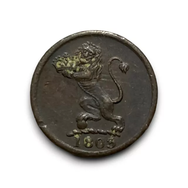 India British - East India Company Madras 1 Cash 1803 copper coin rare condition 2