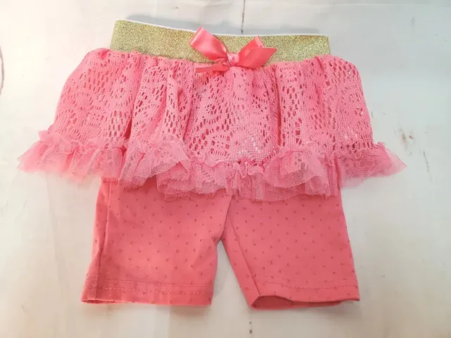 Girls UnBranded Ruffled Skirt W/Built In Short Pink gold Size 12 M netting