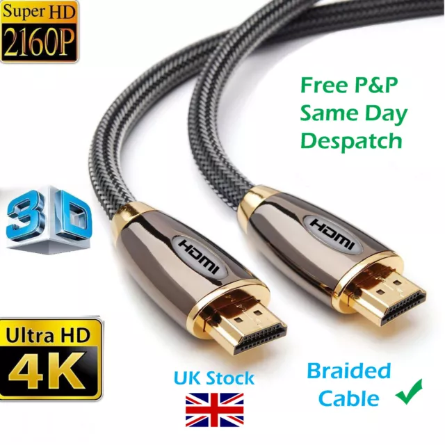 Câble Hdmi Premium 4K 2.0 Haute Vitesse Plaqué Or Plomb Tressé 2160P 3D Hdtv Uhd