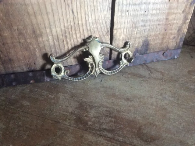 Salvaged  Drawer Pull, Ornate Plate Pull Brass ? Antique Shabby Shic