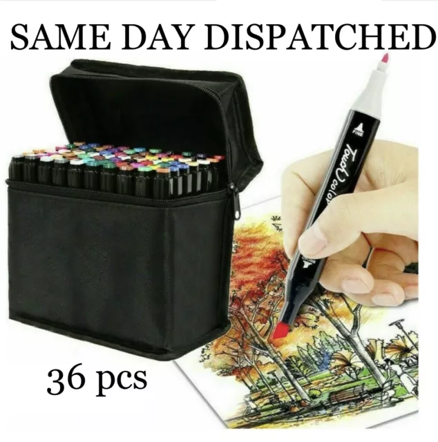 36 PCS Colour Brush Pens Set Dual Tips Soft Fine Art Markers Drawing Water color