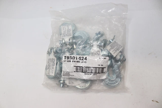 (10-Pk) Campbell Clevis Grab Hook Grade 43 Zinc Plated 1/4" T9501424