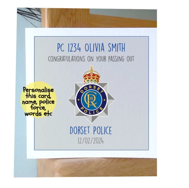 Personalised POLICEMAN POLICE LADY OFFICER GRADUATION PROMOTION Passing out CARD