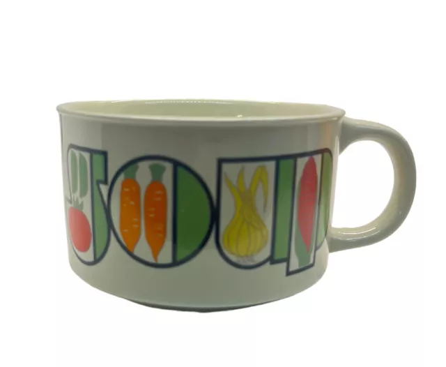 Taza grande vintage retro 1970 con mango de gres