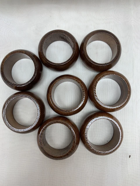 Vintage Monkey Pod Wood Napkin Rings 8 1” T Retro 60s Mid Century Modern