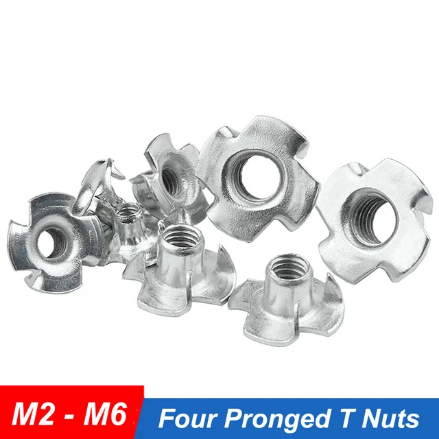 Captive M3 Thread Insert FOUR PRONGED T Nuts M2 M3 M4 M5 M6 Captive Threaded Inserts For Wood ...