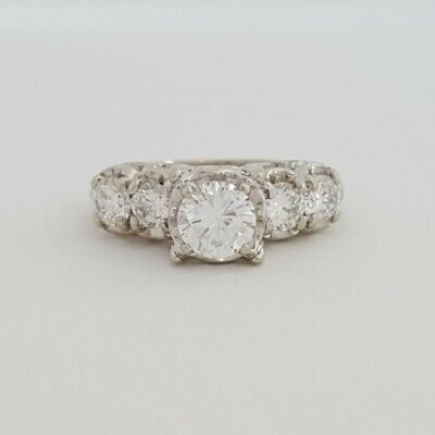 1.24cttw 14k White Gold Art Deco Diamond Ring - Finger Size 4.5