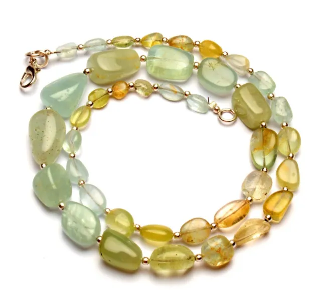 Collier de perles de pépites lisses multi-béryl, pierres précieuses...