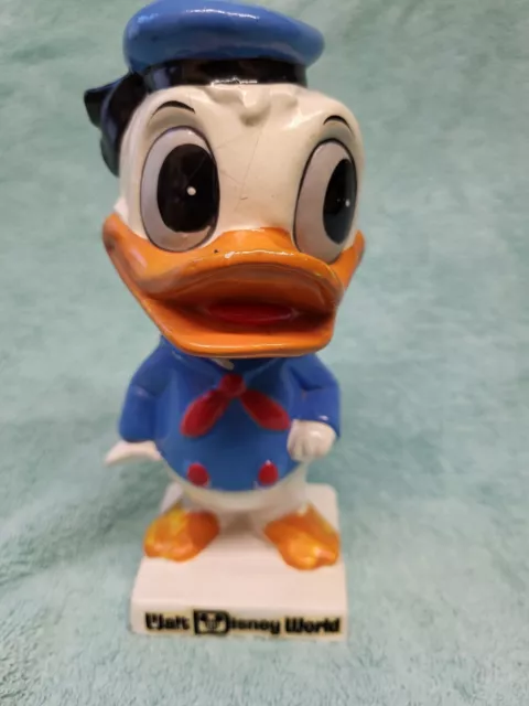 1960s WALT DISNEY WORLD Donald Duck Paper Mache Bobble Head Nodder vtg Figure