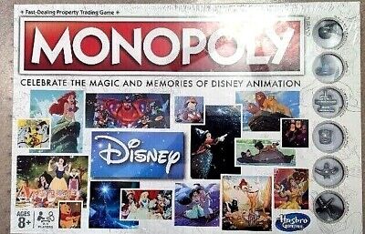 NEW HASBRO PARKER Bros, DISNEY ANIMATION MONOPOLY Board Game MAGIC