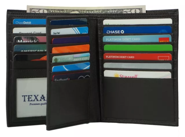 Men's Genuine Leather Bifold Wallet Hipster Credit Card ID Holder RFID Blocking