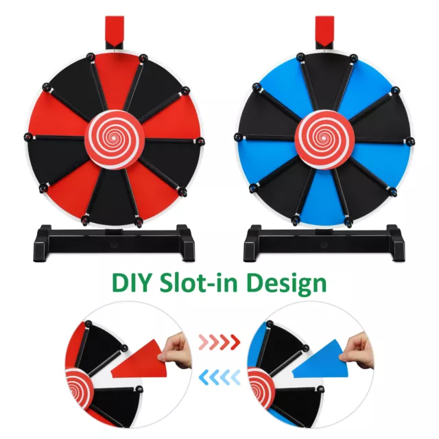 WinSpin 12" Tabletop DIY Color Prize Wheel 10 Slot Editable Spin Game Trade Show 2