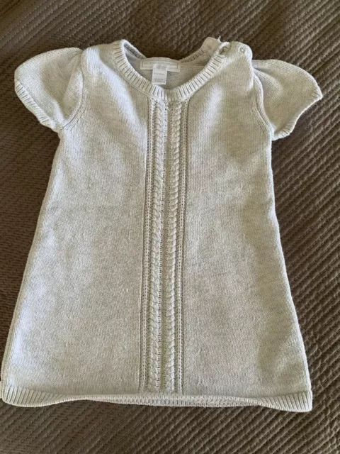 The Little White Company Baby Girl Dress 9-12 Months Grey Winter Autumn Knitted