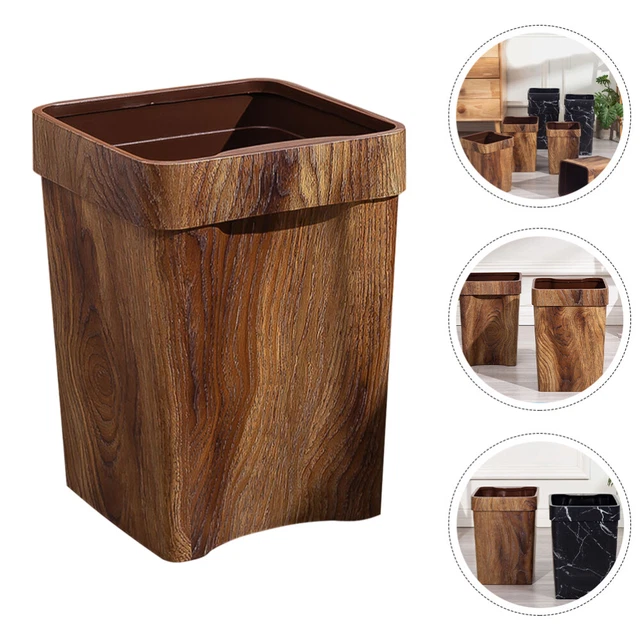 Plastic Imitation Wood Grain Household Waste Paper Basket Wastebasket