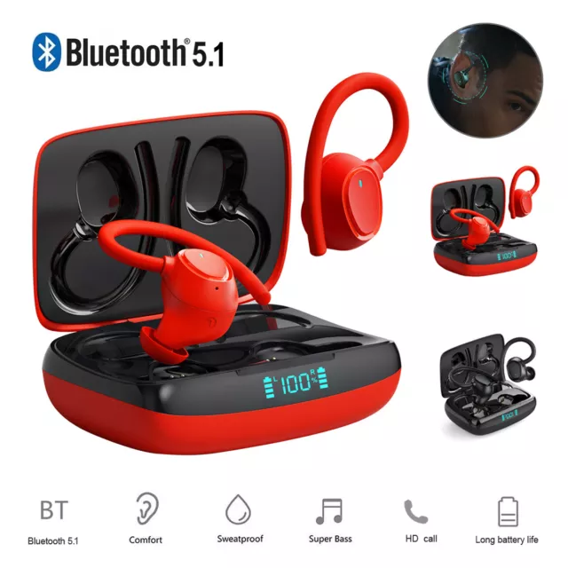 Bluetooth 5.1 TWS Wireless Earphones Headset Earbuds Headphones HiFi Sport
