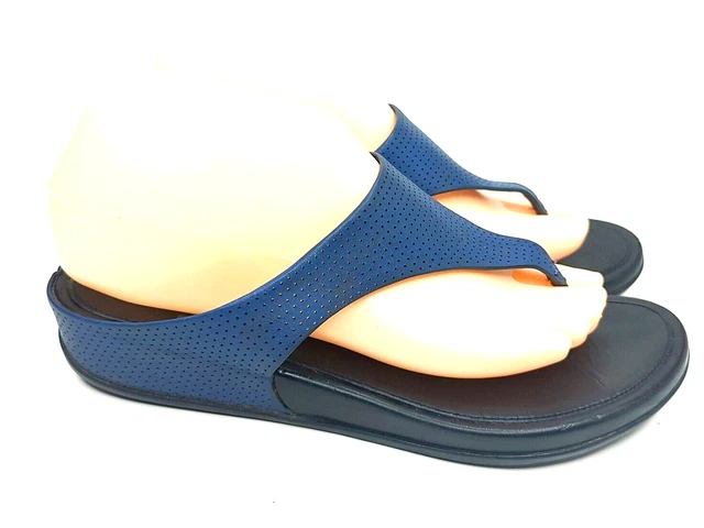 FitFlop Banda Perforated  Size 8 blue Casual Slide Flip Flop Thong Sandals EU 39