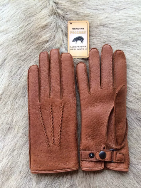 Peccary Leather Gloves Black brown cognac Winter Gloves Hand sewing cashmere