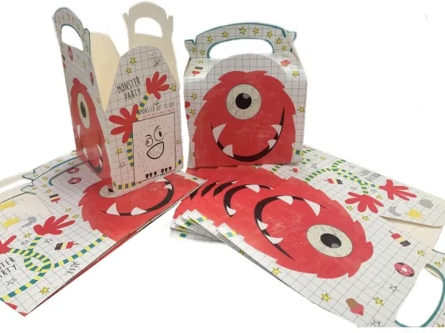 11 Cajas de Comida Monstruo Rojo para Niños - Plato Bolsa de Comidas de Picnic ~ Caja de Fiesta de Cumpleaños