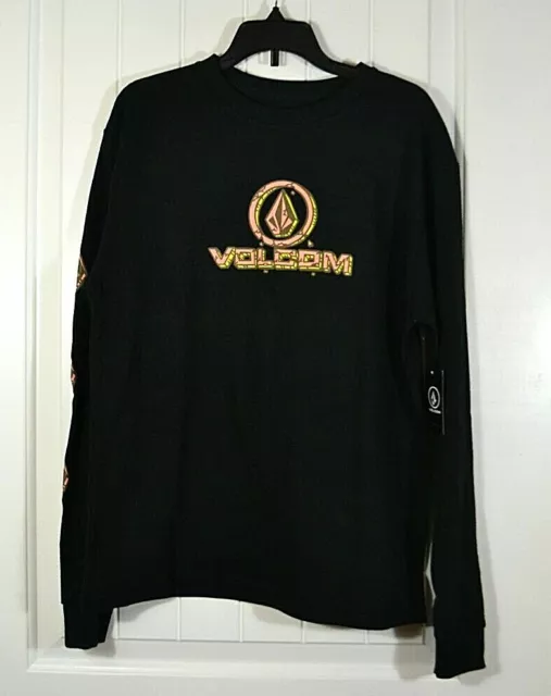 Nwt Kids Boys Youth Volcom Monolith Long Sleeve Tee Black Crewneck Sz L