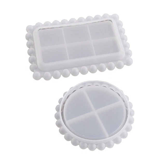 Round Bead Table Tray Silicone Mold Epoxy Resin Coaster Fruit Plate Mat Mold