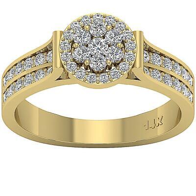 SI1 G 1.01 Ct Round Cut Diamond Designer Engagement Ring 14K Yellow Gold 9.15MM