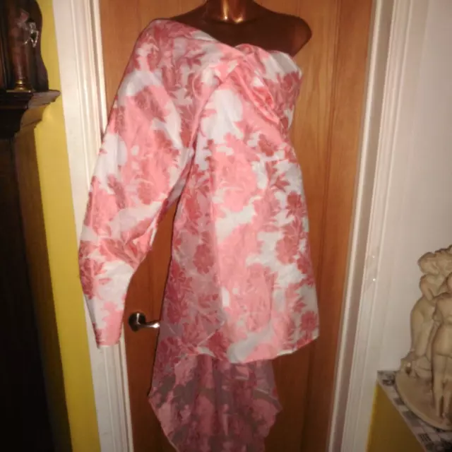 Gorgeous pink floral satin look evening  party River Island dress size 22