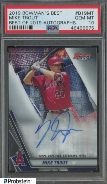 2019 Bowman's Best Mike Trout Signed On Card AUTO Angels PSA 10 GEM MINT