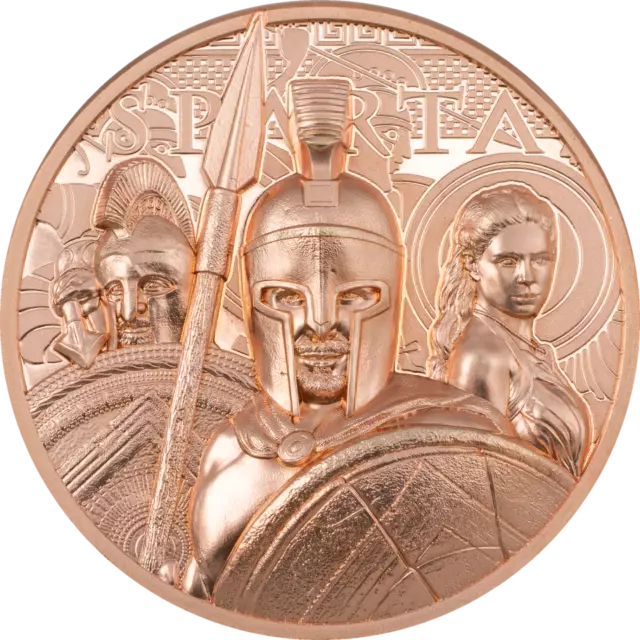 2023 Cook Islands Sparta 50g Copper Proof Coin Ultra High Relief in Capsule