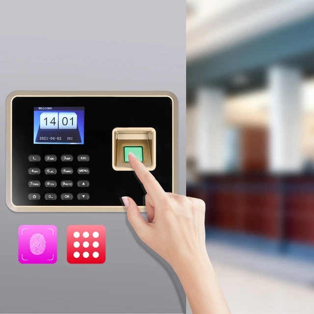 (UK PLUG)2.4IN FINGERPRINT Biometric Time Clock TFT Colour Screens ...