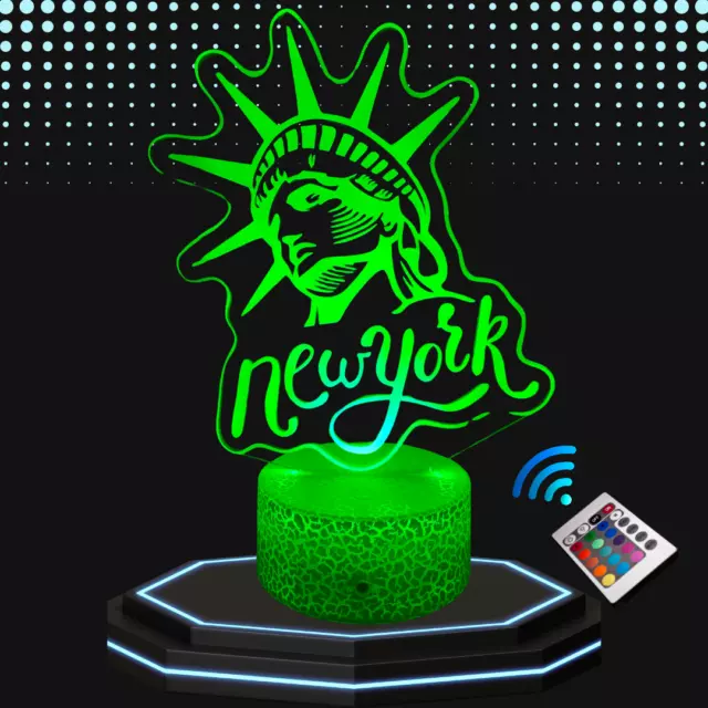 Lampe de chevet 3D LED thème New York - Veilleuse changement de couleurs - déco