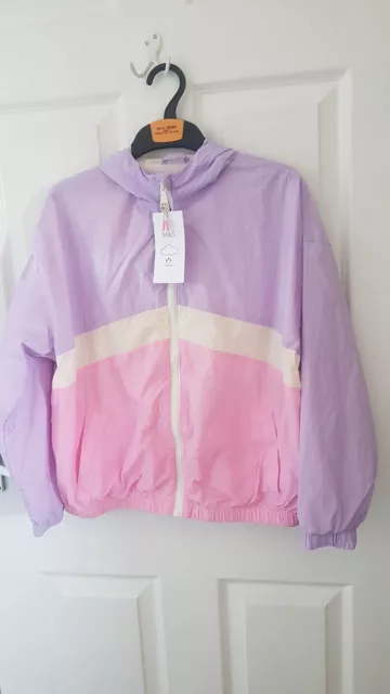 Girls Lilac Mix Windbreaker Jacket Age 10-11 From Marks And Spencer BNWT