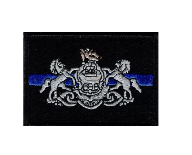 Pennsylvania State Flag Thin Blue Line Tactical Police Swat Hook Patch (Mtp1)