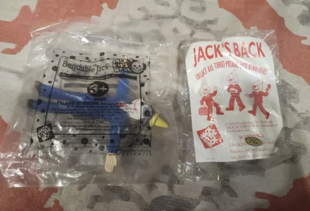 Jack In The Box Bendable 2 Lot 1995-1999 Meal Toys Jacks Back W/ Hamburger NIP