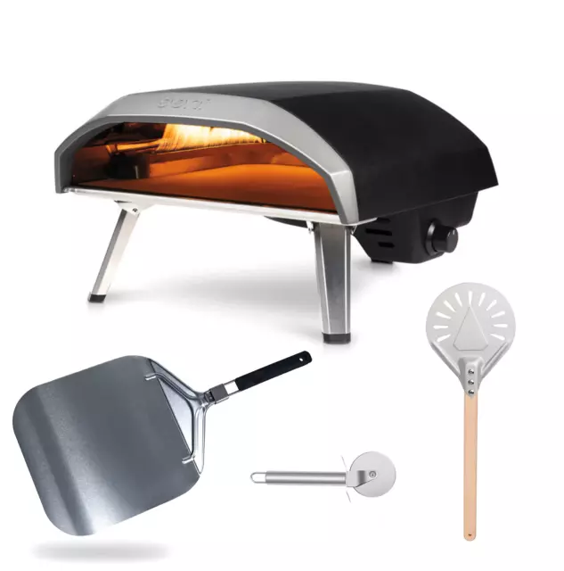 OONI Koda 16 Forno Portatile per pizza a gas + KIT Pala per pizza + Taglierina