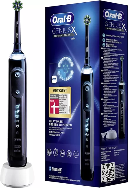 Braun Oral-B Zahnbürste Genius X Midnight Black, 6 Putzprogramme, Ladestation