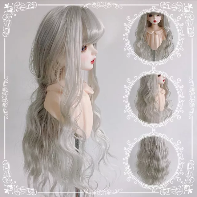 Dolls Wigs Long Curly Silver Color fit for 1/3 1/4 1/6 BJD Dolls DIY Accessories