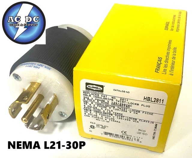 HUBBELL TWISTLOCK INSULGRIP Hbl2811 Male 30A 120/208Vac 4P 5W Grnd 39