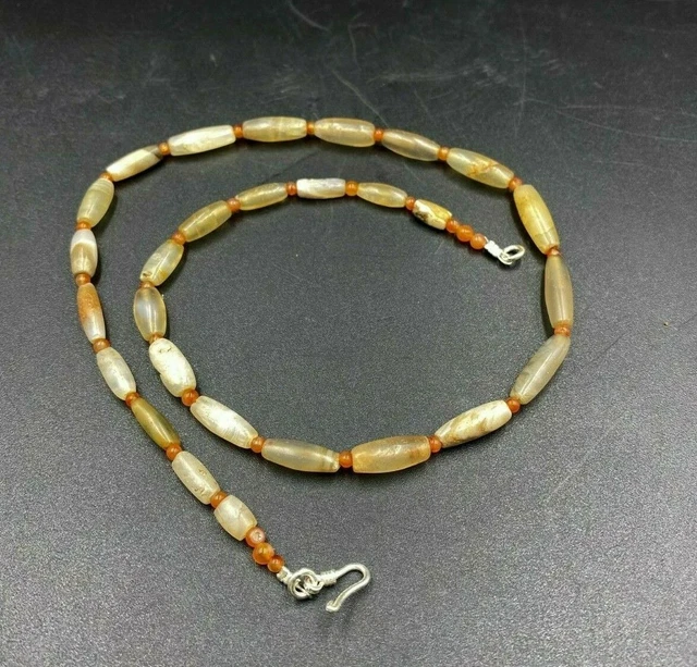 Vintage Necklace Antique Old Banded Agate Beads Ancient Pyu City States Burma
