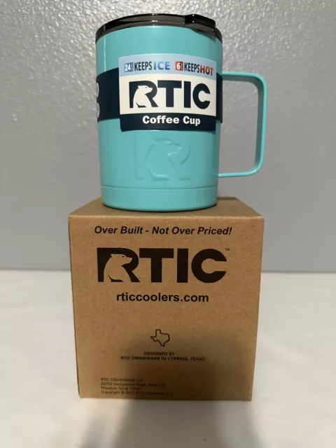 RTIC NIB 12 oz Coffee Mug W/Spill Proof Lid, Teal