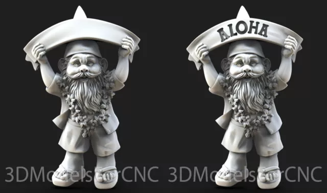 3D Model STL File for CNC Router Laser & 3D Printer Happy Gnome Pack