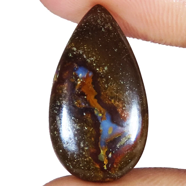 14x26x4 mm 17.15 Ct Boulder Opal Cabochon , Boulder Opal Pear Gemstone BT-35