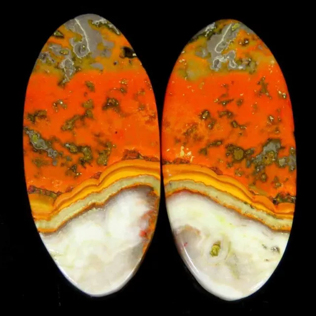 62.15Cts.100%Natural Bumble Bee Eclipse Jasper Oval 16x35x6mm Pair Cab Gems