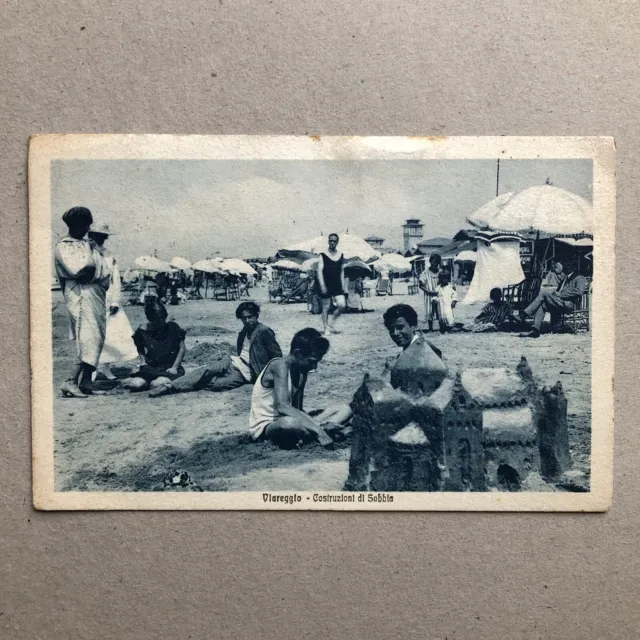 O.) Cartolina formato piccolo Viareggio Lucca spiaggia 1923