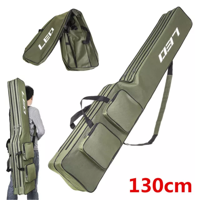 130cm 2Layer Fishing Rod Reel Bag Fishing Pole Gear Tackle Carry Case Carrier UK