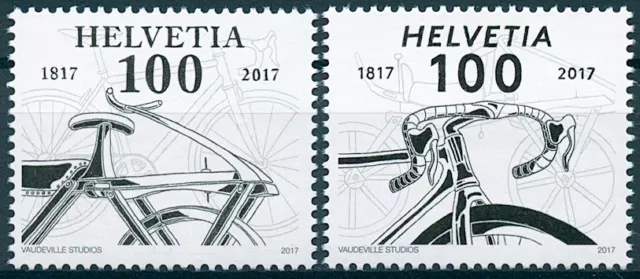 Switzerland Bicycles Stamps 2017 MNH Bicycle 200th Anniv Bikes Transport 2v Set