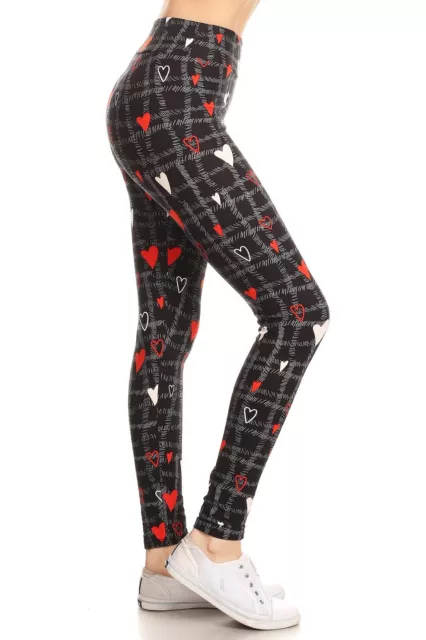 Buttery Soft High Waist Leggings heart patterns kids, reg & + sizes available!!