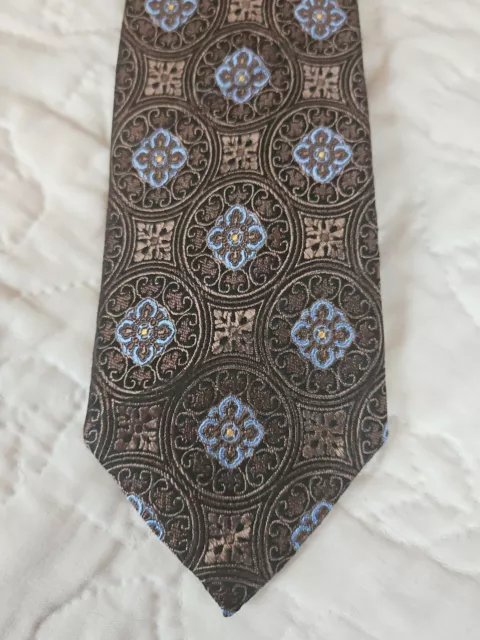 Jos. A. Bank Tie - 3 in Brown Paisley Silk Necktie - Men's Skinny Slim