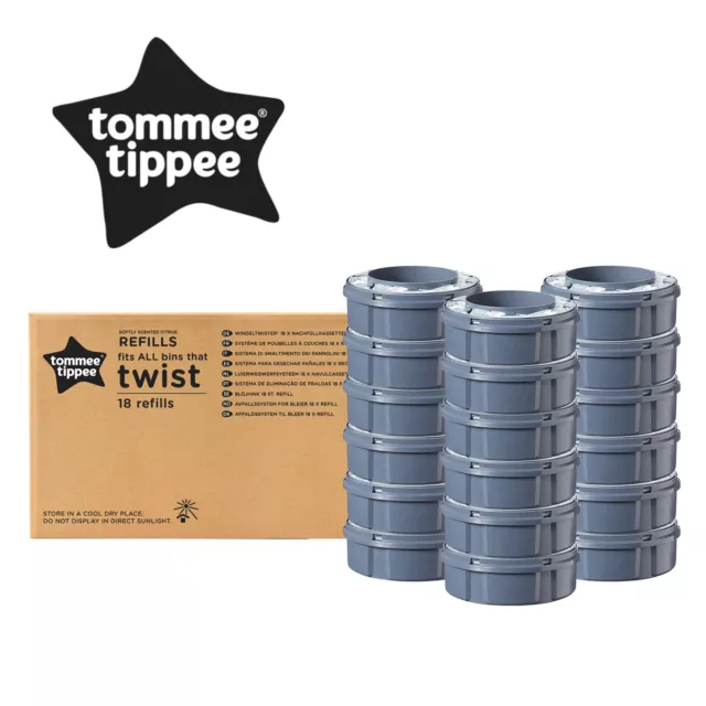 Tommee Tippee Nachfüllkassette Twist & Click & Tec Windeleimer 18er Set NEU