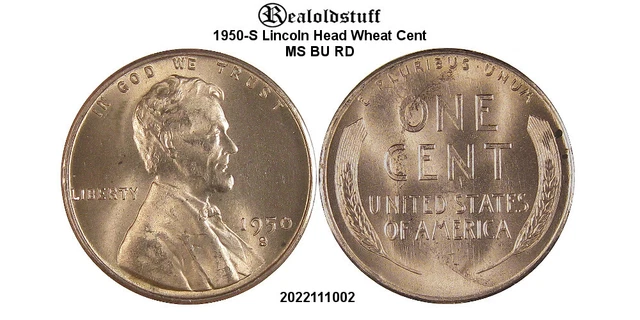 1950-S Lincoln Head Wheat Cent Penny SC1
